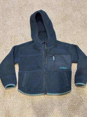 LL Bean Hooded Navy Fleece, Kids size 4